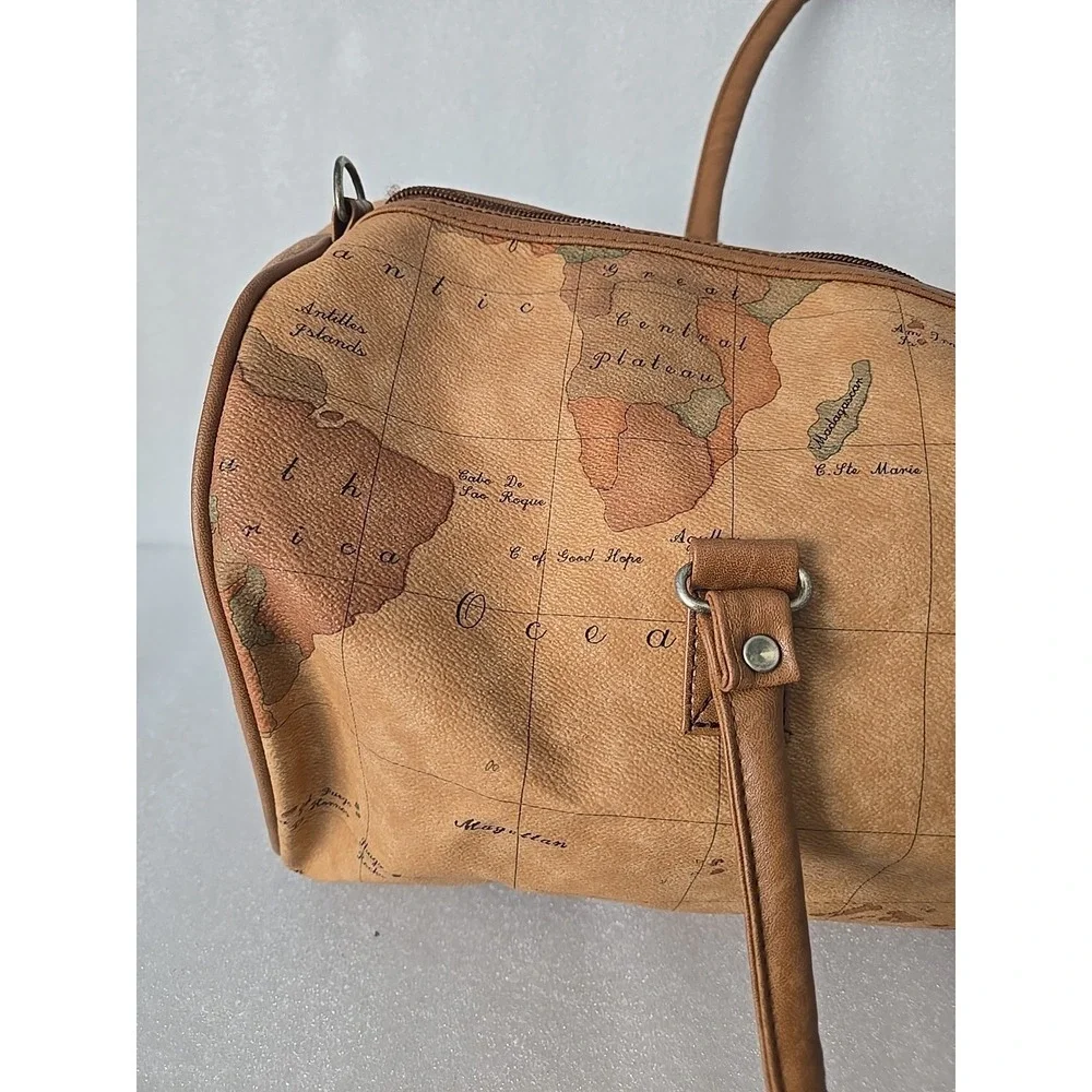 Vintage Magellan World Map Duffel Bag Weekender Carry-On  1990s